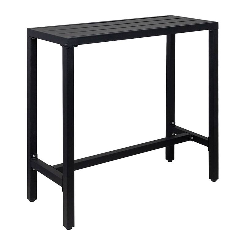 40" Iron Patio Bar Table with Footrest Slat, Black On Sale Bed Bath